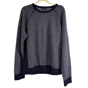 Vince Wool Cashmere Sweater Gray Navy Birdseye Crewneck Pullover Mens Size L